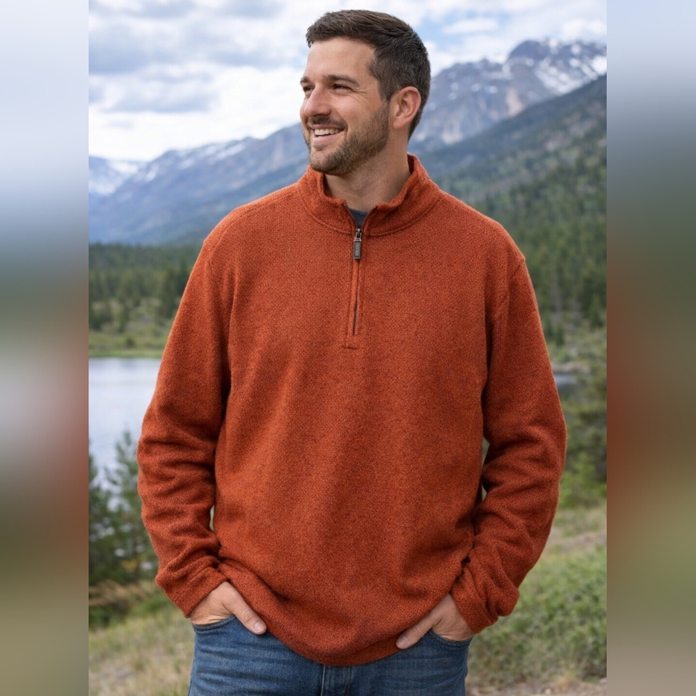 IZOD Mens 1/4 Zip All Season Pullover Size XXL Orange Athleisure Outdoor Golf